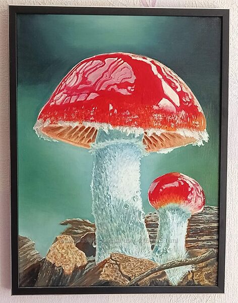 Картина маслом Грибы