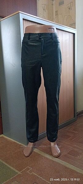 Комбинированные стрейчевые брючки из PU-кожи, размер XL - 18 - 52