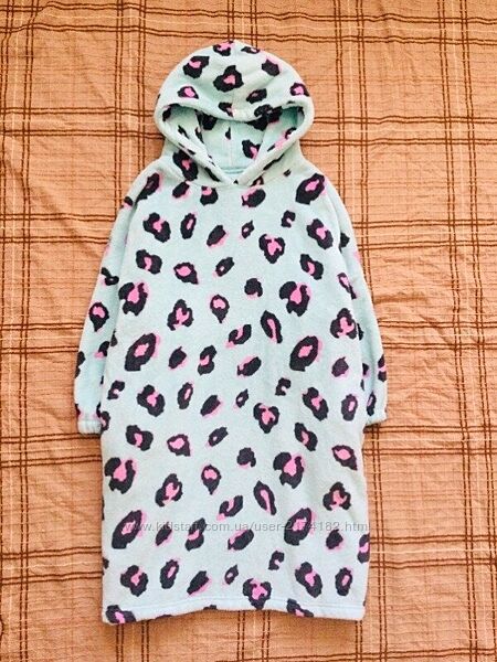 7-10 рок Next оверсайз, халат Худі , бірюзовий з анімалістичним принтом, до