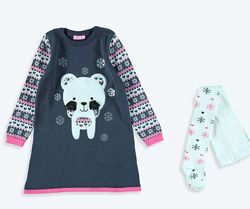 Вязана Сукня Вайкiкi104-128/Колготи/Мiша/Снiжинк-Теплые Платья/колг.104-146