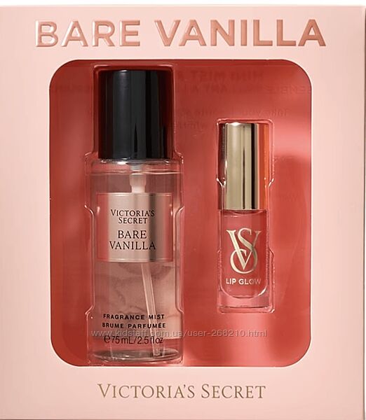 Подарунковий набір victorias secret bare vanilla mist & kiss two-piece gif