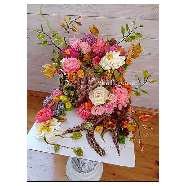 Торт Пень с цветами vitalija cake