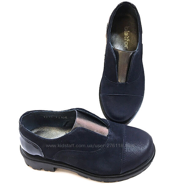 Детские туфли для девочки Bistfor тёмно-синего цвета 